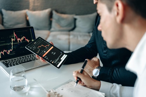 Cryptocurrency exchange rate chart on a screen